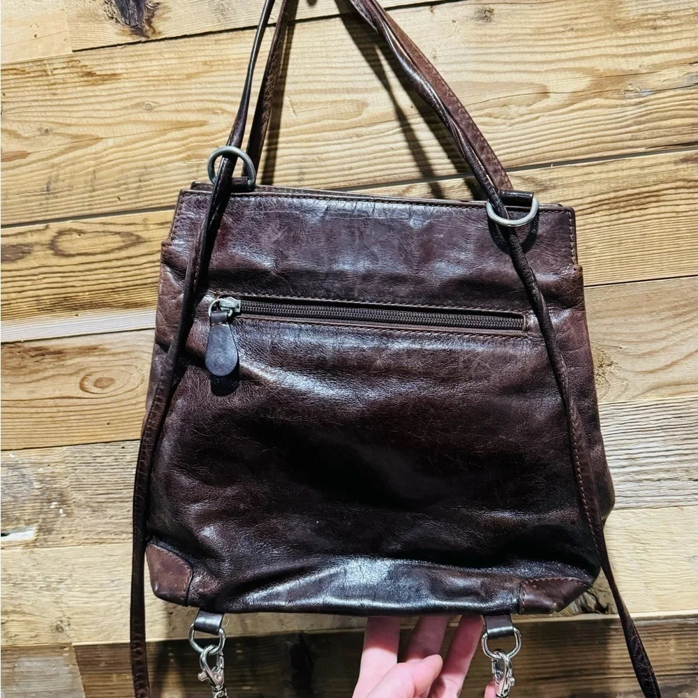 Vintage The Trend convertible Italy brown leather  backpack shoulder bag classic